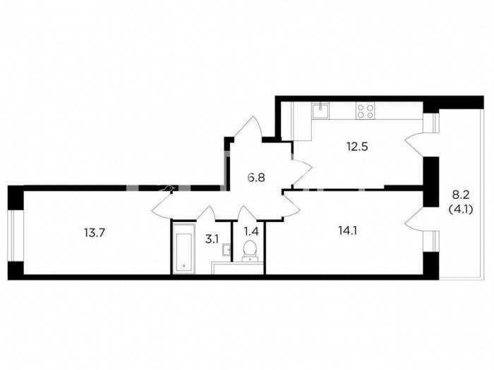 2-комн. квартира, Пушкино, ул Просвещения, 12к1 #id283274