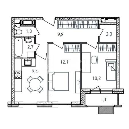 2-комн. Квартира, г. Балашиха, улица Твардовского, владение 36 #id142D13876