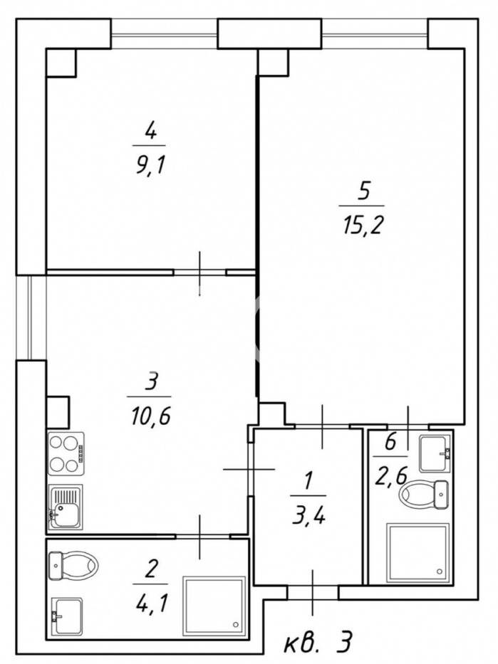 2-комн. квартира, Большие Жеребцы, мкр Восточный, 1к4 #id262337