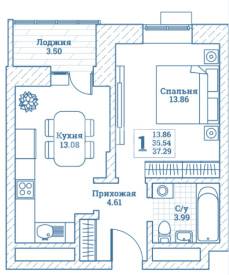 1-комн. квартира, рабочий посёлок Монино, улица Генерала Ковачевича, 10к2, #id1949742