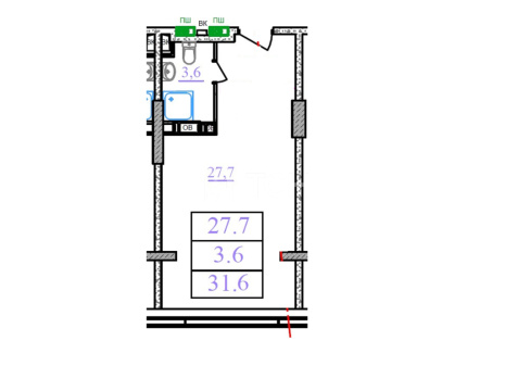 Квартира-студия, Королёв, Октябрьский бульвар, 26, #id1635846