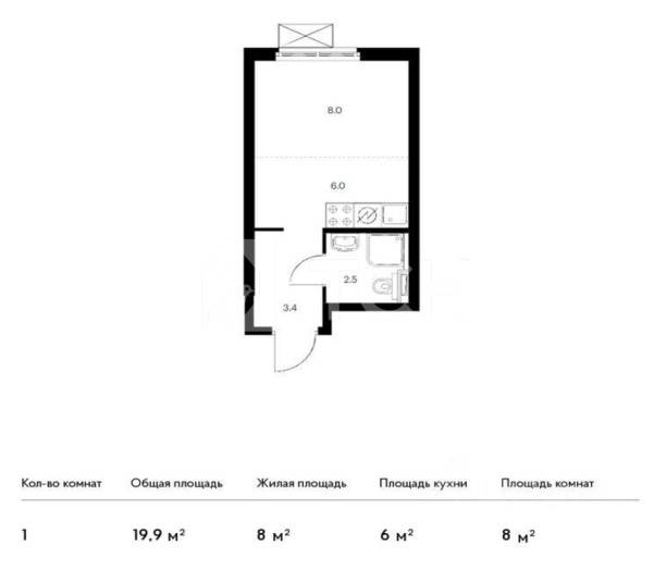 Квартира-студия, Москва, Полярная улица, 25к1, #id521235