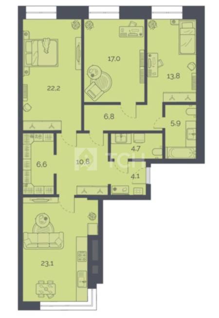 3-комн. квартира, Москва, Староалексеевская улица, 5А, #id1954144