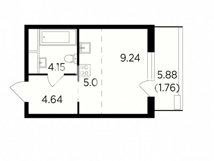 Квартира-студия, Одинград, кв-л Лесной, к4 #id286430